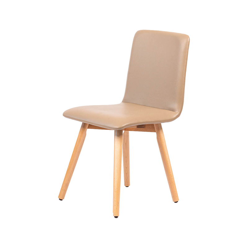 Plaza - Chaise moderne rembourrée avec pieds en bois coniques