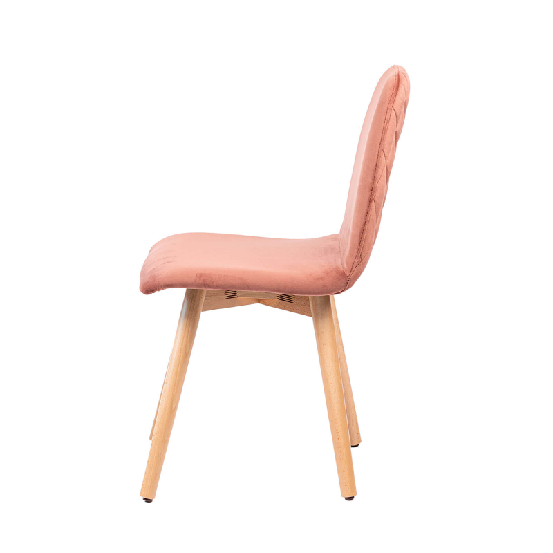 Pandora diamant - Chaise scandinave en tissu dos matelassé pieds bois