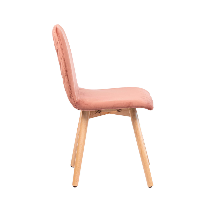 Pandora diamant - Chaise scandinave en tissu dos matelassé pieds bois