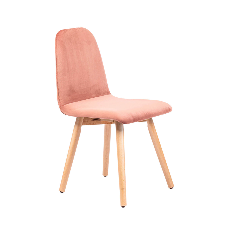 Pandora diamant - Chaise scandinave en tissu dos matelassé pieds bois