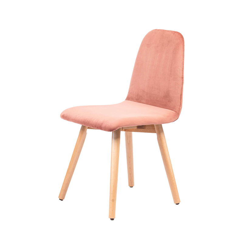 Pandora diamant - Chaise scandinave en tissu dos matelassé pieds bois