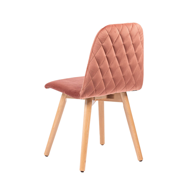 Pandora diamant - Chaise scandinave en tissu dos matelassé pieds bois