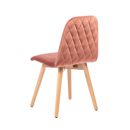 Pandora diamant - Chaise scandinave en tissu dos matelassé pieds bois