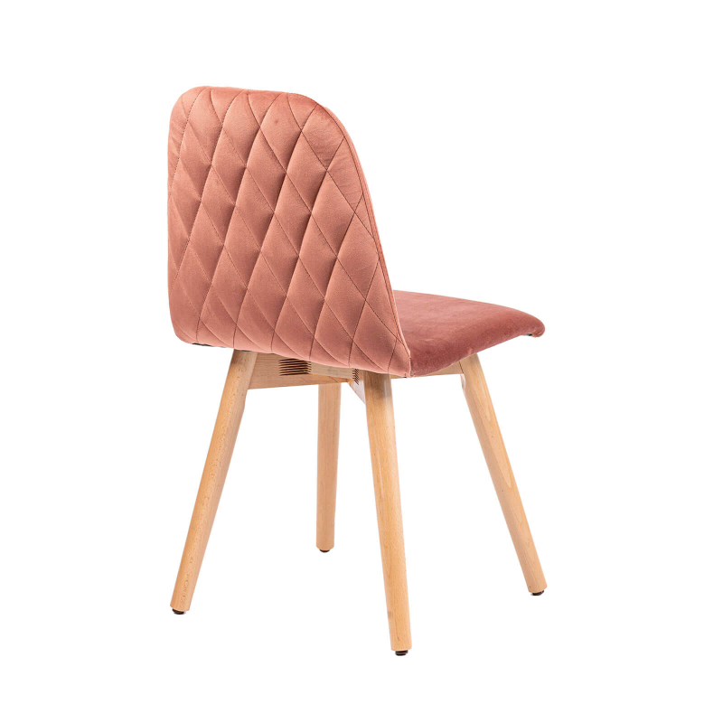 Pandora diamant - Chaise scandinave en tissu dos matelassé pieds bois