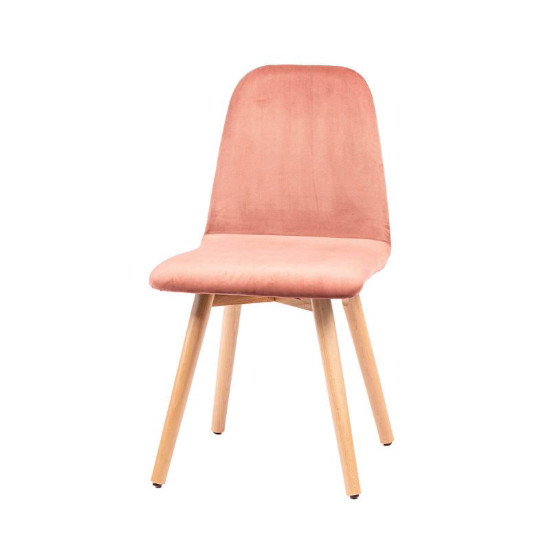 Pandora diamant - Chaise scandinave en tissu dos matelassé pieds bois