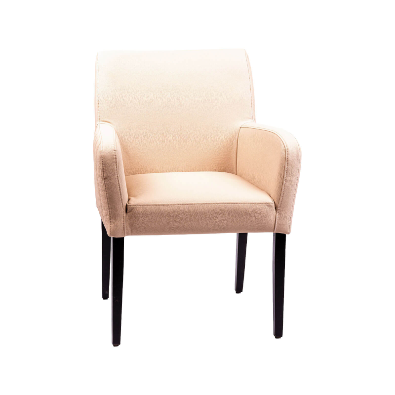 Moritz line - Fauteuil de salon confortable avec dos matelassé et pieds en bois