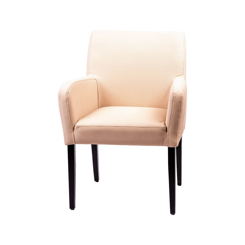 Moritz line - Fauteuil de salon confortable avec dos matelassé et pieds en bois