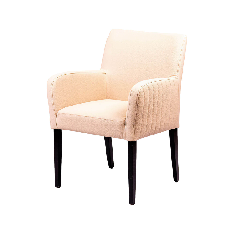 Moritz line - Fauteuil de salon confortable avec dos matelassé et pieds en bois