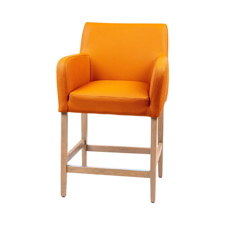 Moritz line - Tabouret snack avec accoudoirs et dos matelassé pieds en bois