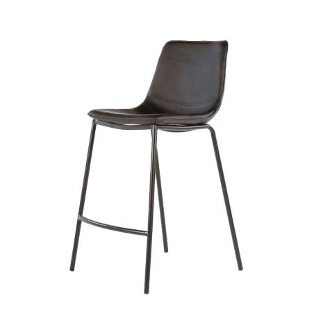 Coque - Tabouret coque snack en synthétique et pieds en métal noir