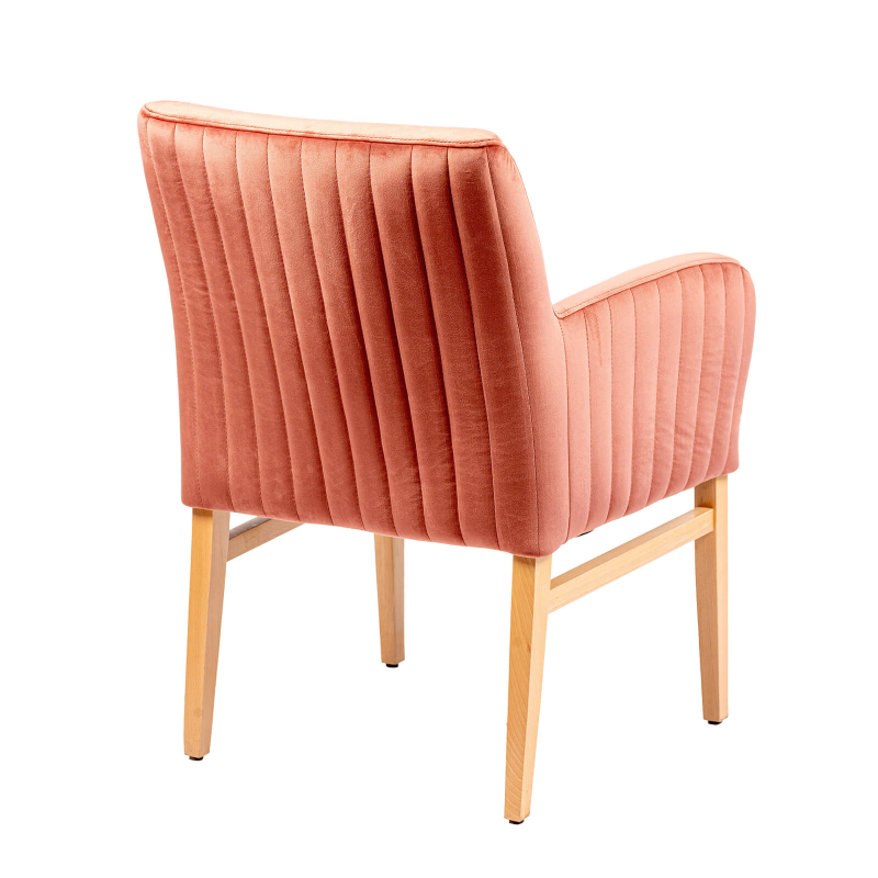 Moritz line-40 - Fauteuil confortable dos matelassé en tissu et pieds en bois