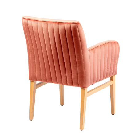Moritz line-40 - Fauteuil confortable dos matelassé en tissu et pieds en bois