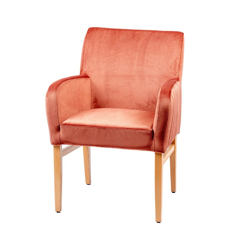 Moritz line-40 - Fauteuil confortable dos matelassé en tissu et pieds en bois