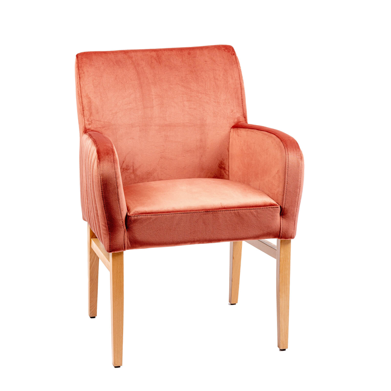 Moritz line-40 - Fauteuil confortable dos matelassé en tissu et pieds en bois