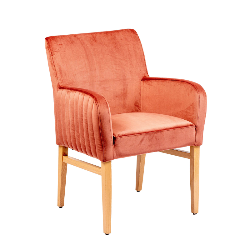 Moritz line-40 - Fauteuil confortable dos matelassé en tissu et pieds en bois