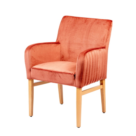 Moritz line-40 - Fauteuil confortable dos matelassé en tissu et pieds en bois