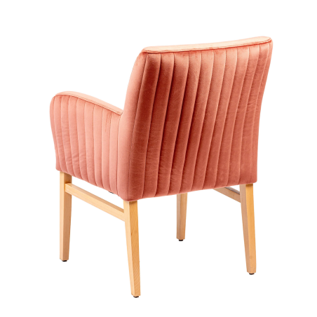 Moritz line-40 - Fauteuil confortable dos matelassé en tissu et pieds en bois