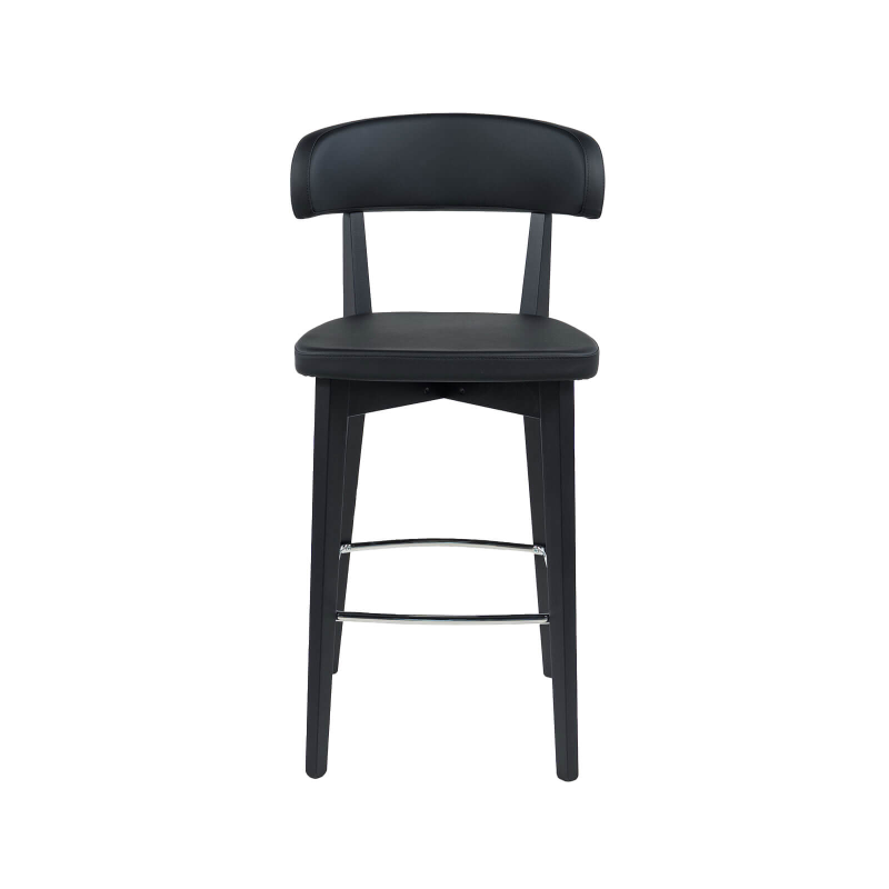 Siren - Tabouret snack en bois massif avec assise et dossier rembourrés