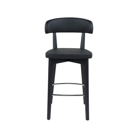 Siren - Tabouret snack en bois massif avec assise et dossier rembourrés