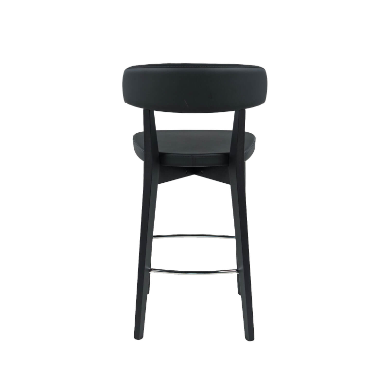 Siren - Tabouret snack en bois massif avec assise et dossier rembourrés