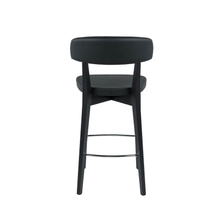 Siren - Tabouret snack en bois massif avec assise et dossier rembourrés