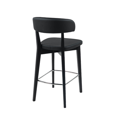 Siren - Tabouret snack en bois massif avec assise et dossier rembourrés