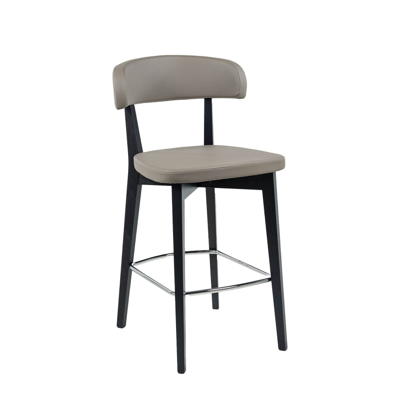 Siren - Tabouret snack en bois massif avec assise et dossier rembourrés