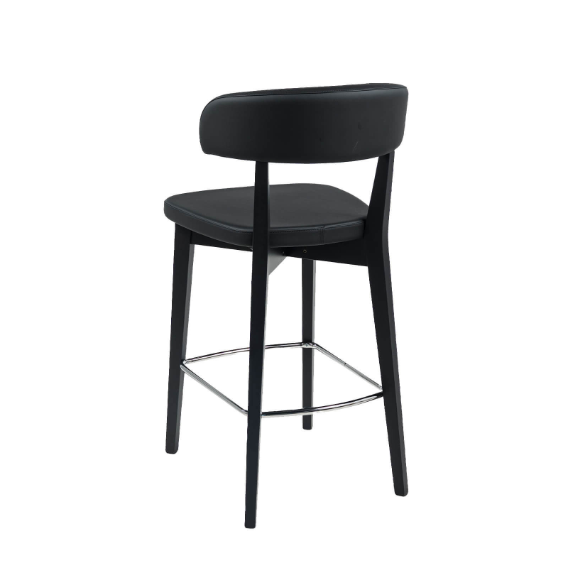 Siren - Tabouret snack en bois massif avec assise et dossier rembourrés