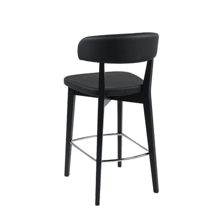 Siren - Tabouret snack en bois massif avec assise et dossier rembourrés