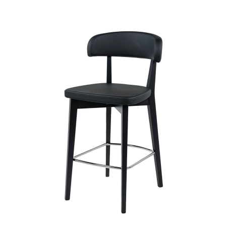Siren - Tabouret snack en bois massif avec assise et dossier rembourrés