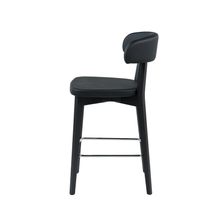 Siren - Tabouret snack en bois massif avec assise et dossier rembourrés