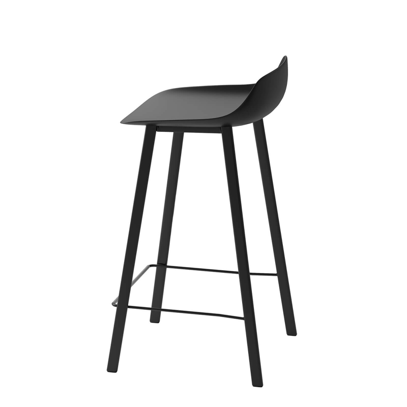Louis - Tabouret de bar en polypropylène avec pieds en métal fabrication belge