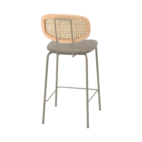 Ritmo - Tabouret snack rétro avec dossier cannage rotin et assise en simili