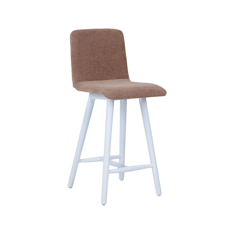 Plaza diamant - Tabouret snack avec dos matelassé en tissu et pieds en bois