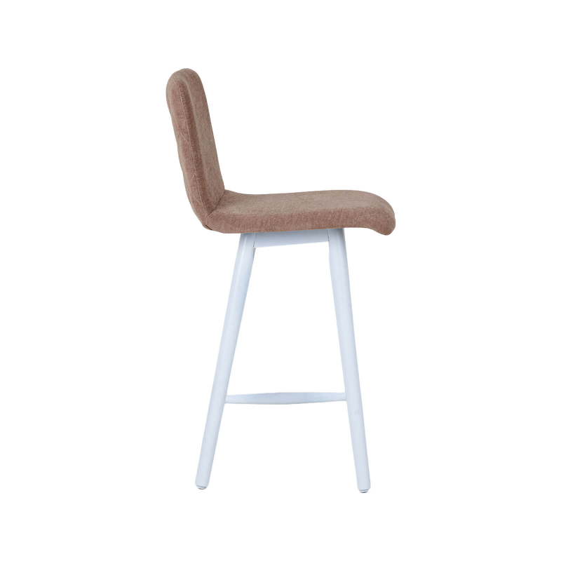 Plaza diamant - Tabouret snack avec dos matelassé en tissu et pieds en bois
