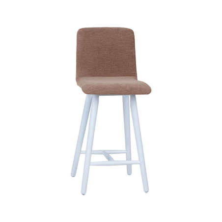 Plaza diamant - Tabouret snack avec dos matelassé en tissu et pieds en bois