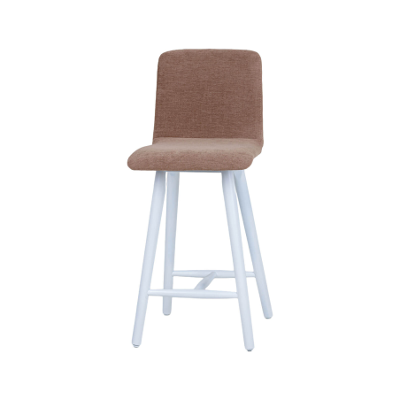 Plaza diamant - Tabouret snack avec dos matelassé en tissu et pieds en bois