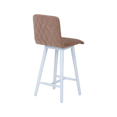 Plaza diamant - Tabouret snack avec dos matelassé en tissu et pieds en bois