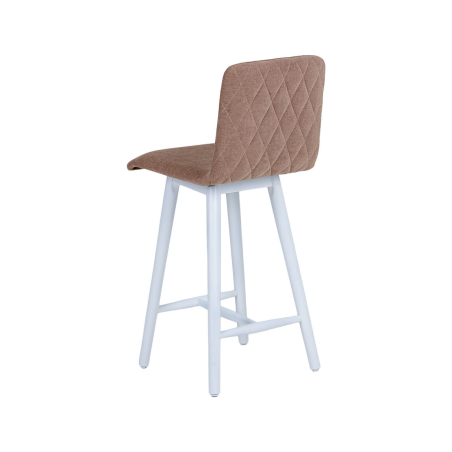 Plaza diamant - Tabouret snack avec dos matelassé en tissu et pieds en bois