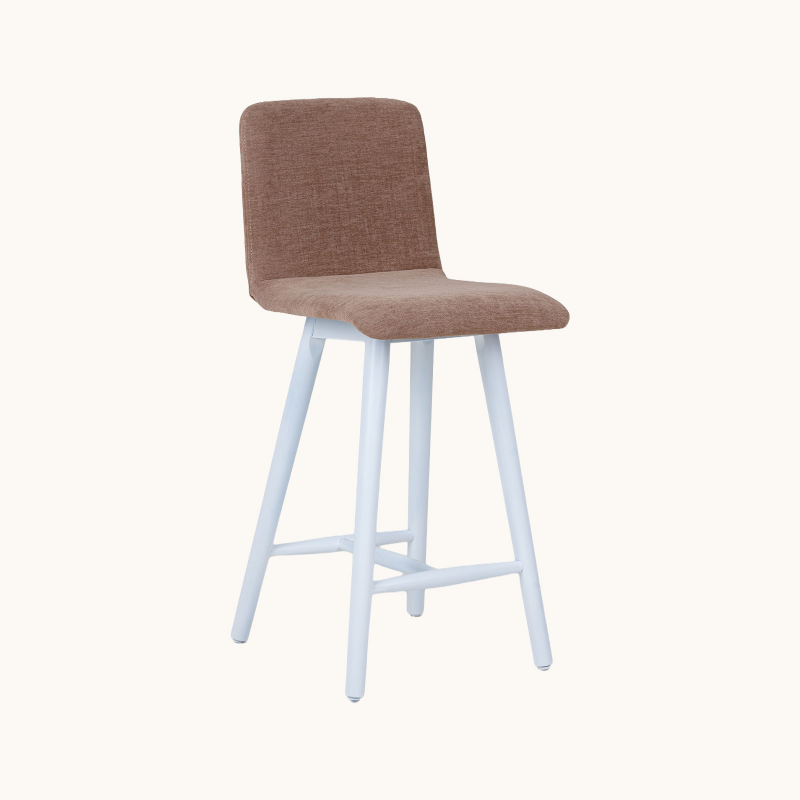 Plaza diamant - Tabouret snack avec dos matelassé en tissu et pieds en bois