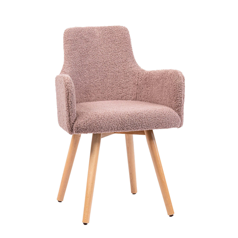 Anders - Fauteuil cocooning en tissu et pieds bois