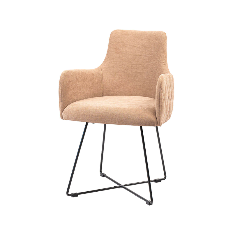 Anders diamant - Fauteuil design en tissu dos matelassé et pieds métal