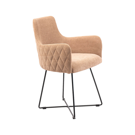 Anders diamant - Fauteuil design en tissu dos matelassé et pieds métal