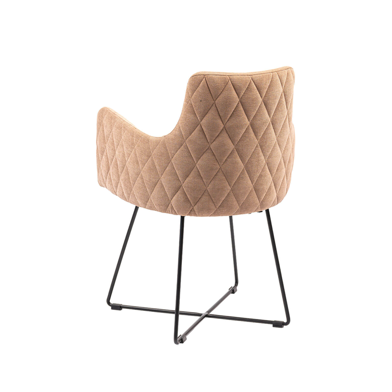 Anders diamant - Fauteuil design en tissu dos matelassé et pieds métal