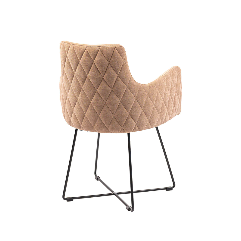 Anders diamant - Fauteuil design en tissu dos matelassé et pieds métal