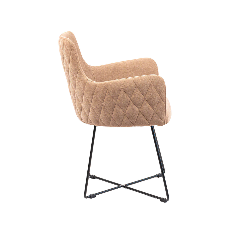 Anders diamant - Fauteuil design en tissu dos matelassé et pieds métal