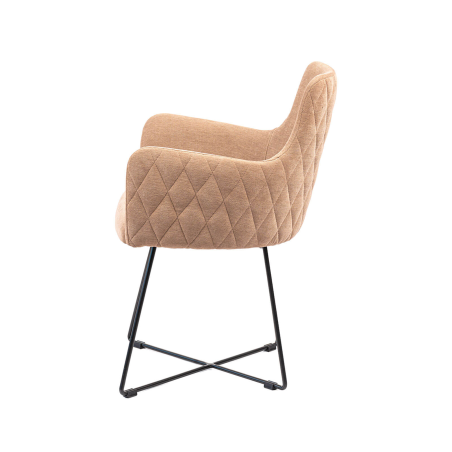 Anders diamant - Fauteuil design en tissu dos matelassé et pieds métal