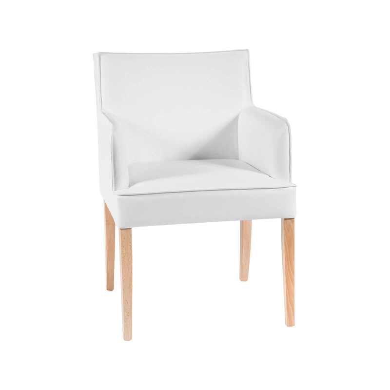 Diem - Fauteuil contemporain rembourré en synthétique pieds en bois