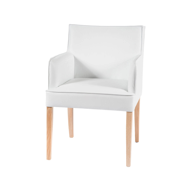 Diem - Fauteuil contemporain rembourré en synthétique pieds en bois