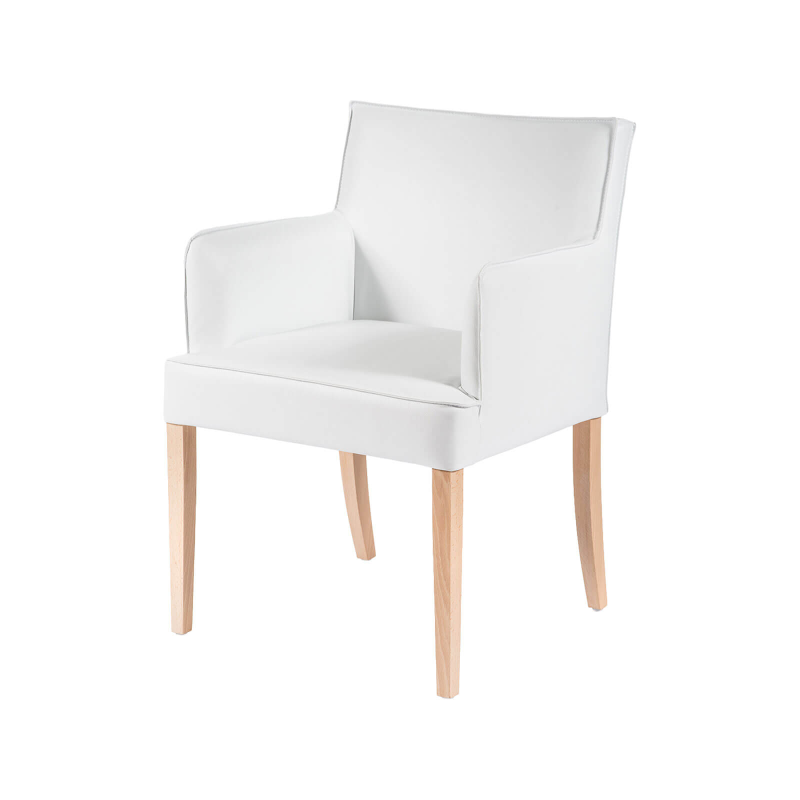 Diem - Fauteuil contemporain rembourré en synthétique pieds en bois
